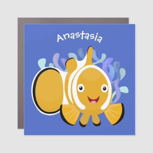 Cute happy clownfish anenome cartoon car magnet