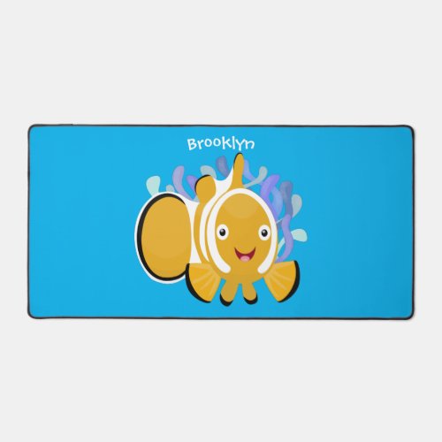 Cute happy clownfish anenome cartoon desk mat