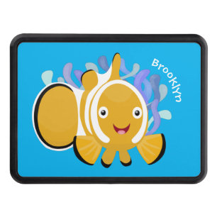 Cute happy clownfish anenome cartoon hitch cover