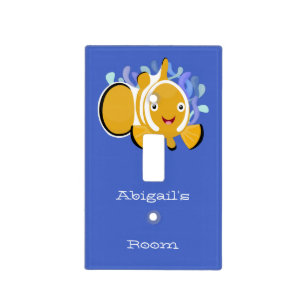Cute happy clownfish anenome cartoon light switch cover