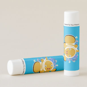 Cute happy clownfish anenome cartoon lip balm