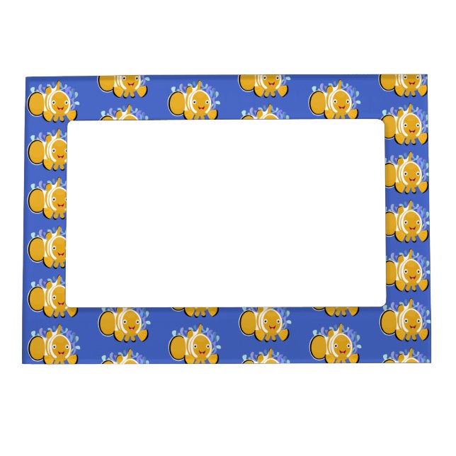 Cute happy clownfish anenome cartoon magnetic frame (Front)
