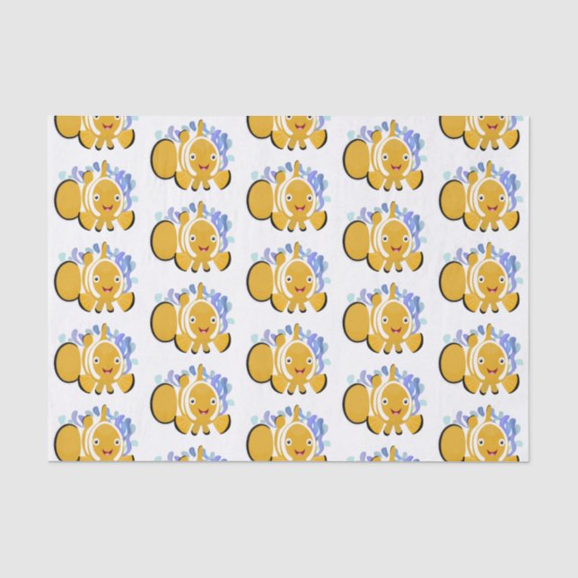 Cute happy clownfish anenome cartoon tissue paper (Front)