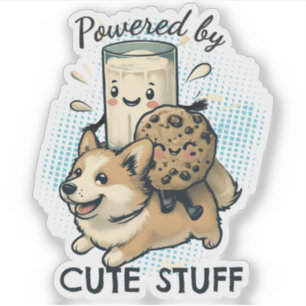 Cute happy corgi puppy milk and cookies sticker