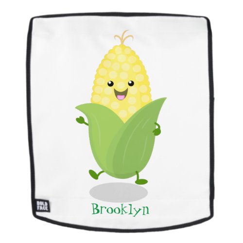 Cute happy corn cartoon illustration backpack