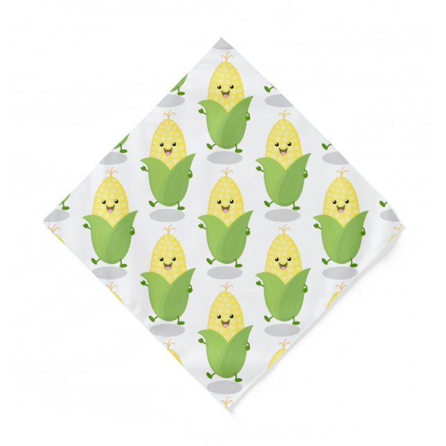 Cute happy corn cartoon illustration  bandana (Front)