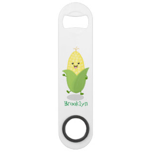 Cute happy corn cartoon illustration bar key