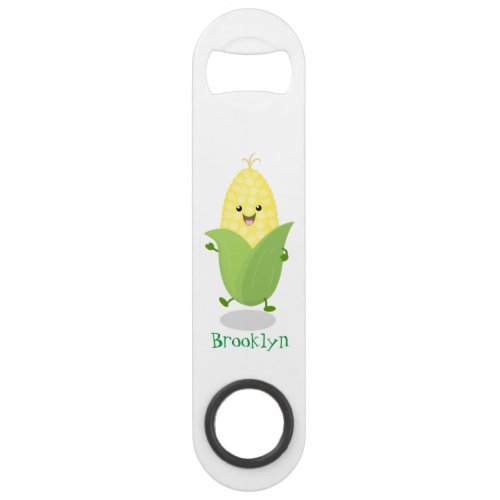 Cute happy corn cartoon illustration bar key