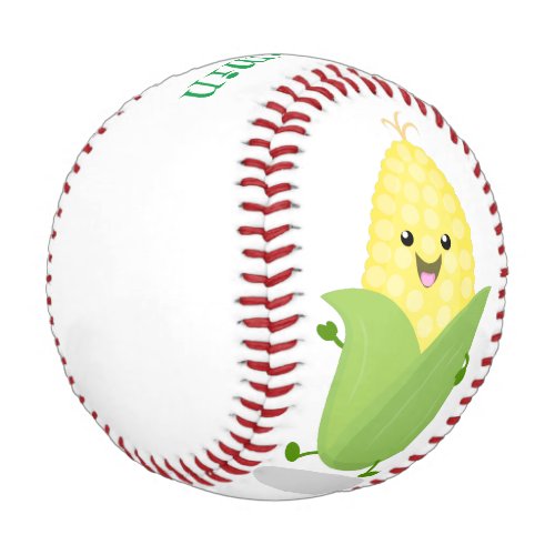 Cute happy corn cartoon illustration baseball
