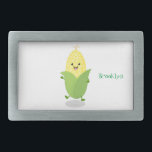 Cute happy corn cartoon illustration belt buckle<br><div class="desc">This funny design features a cute happy corn cob with a smile. All done in happy cartoon style!</div>
