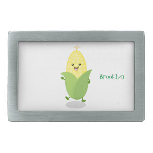Cute happy corn cartoon illustration belt buckle