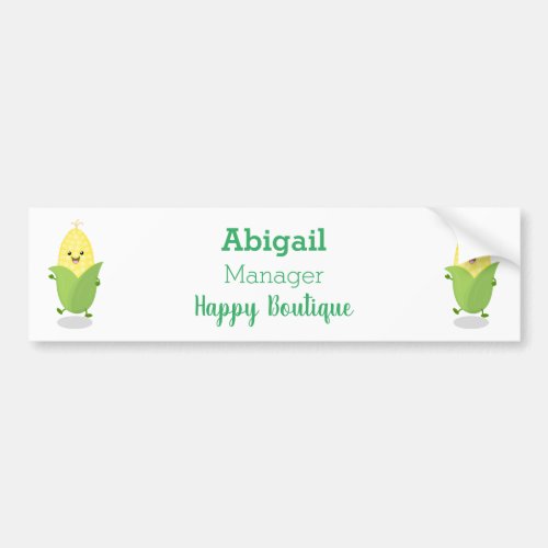 Cute happy corn cartoon illustration bumper sticker