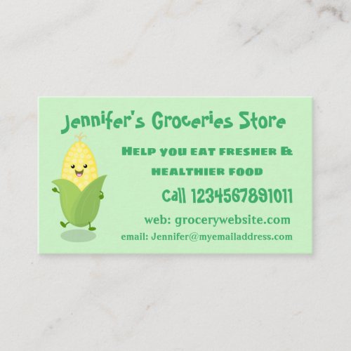 Cute happy corn cartoon illustration business card