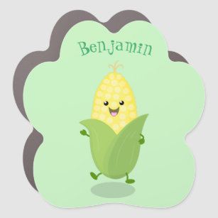Cute happy corn cartoon illustration car magnet