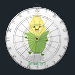 Cute happy corn cartoon illustration dart board<br><div class="desc">This funny design features a cute happy corn cob with a smile. All done in happy cartoon style!</div>