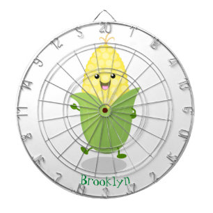 Cute happy corn cartoon illustration dart board