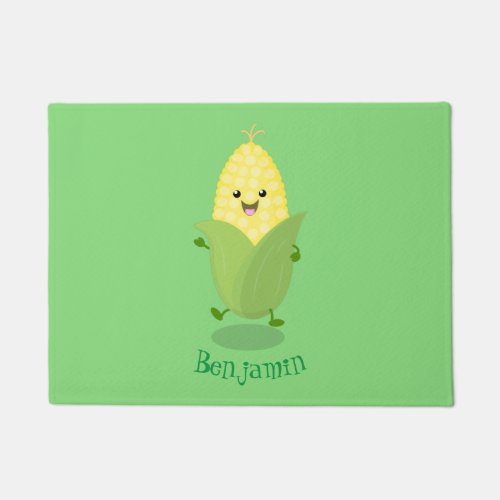 Cute happy corn cartoon illustration doormat