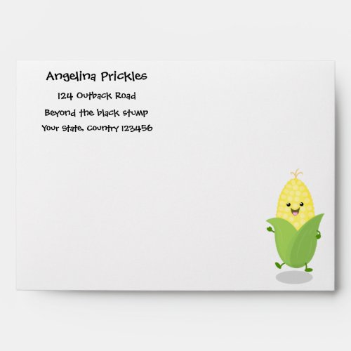 Cute happy corn cartoon illustration envelope