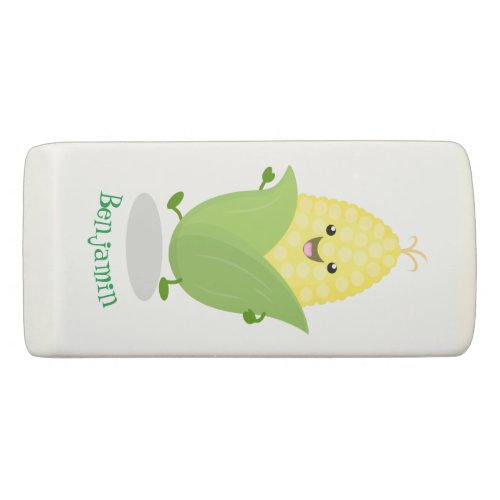 Cute happy corn cartoon illustration eraser