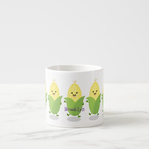 Cute happy corn cartoon illustration espresso cup