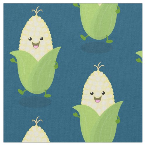 Cute happy corn cartoon illustration fabric