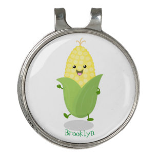 Cute happy corn cartoon illustration golf hat clip