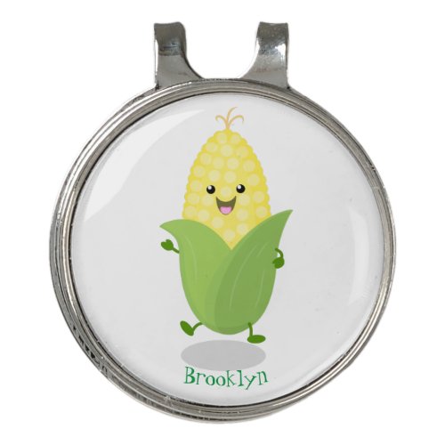 Cute happy corn cartoon illustration golf hat clip