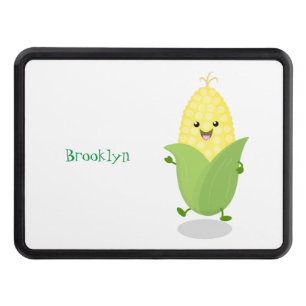 Cute happy corn cartoon illustration hitch cover