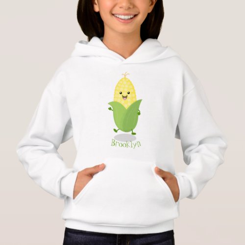 Cute happy corn cartoon illustration hoodie