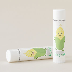 Cute happy corn cartoon illustration lip balm