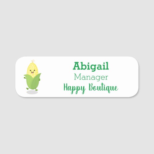 Cute happy corn cartoon illustration  name tag