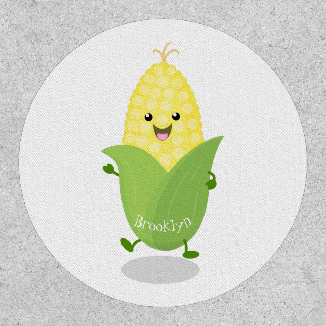 Cute happy corn cartoon illustration patch (Front)