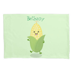 Cute happy corn cartoon illustration pillow case