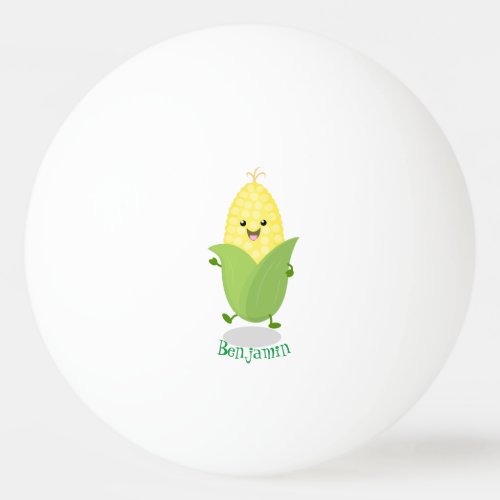 Cute happy corn cartoon illustration  ping pong ball