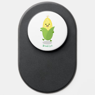 Cute happy corn cartoon illustration PopSocket