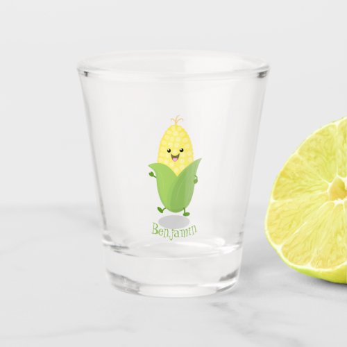 Cute happy corn cartoon illustration  shot glass