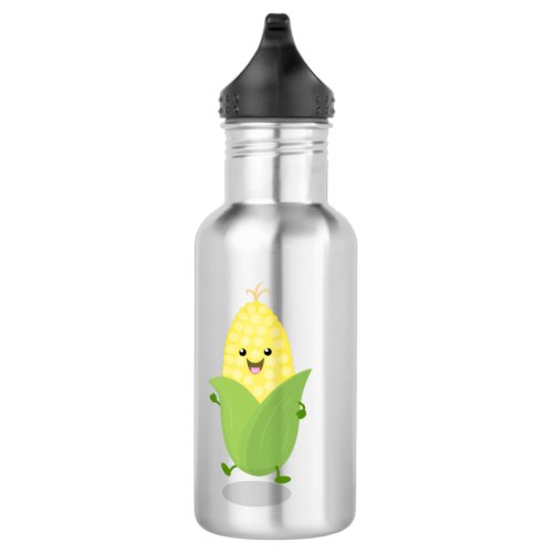 Cute happy corn cartoon illustration stainless steel water bottle
