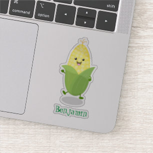 Cute happy corn cartoon illustration sticker