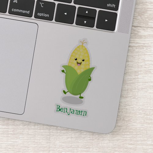 Cute happy corn cartoon illustration sticker