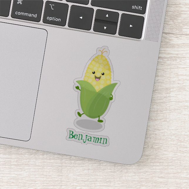 Cute happy corn cartoon illustration sticker (Detail)