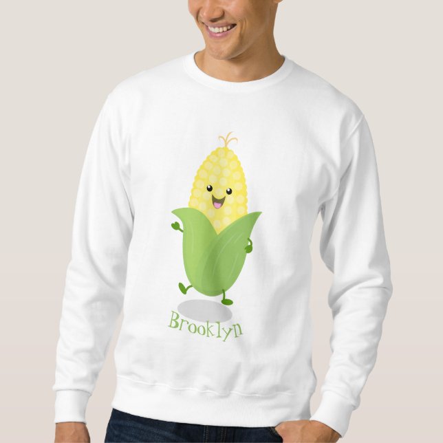 Cute happy corn cartoon illustration sweatshirt (Front)