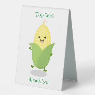 Cute happy corn cartoon illustration table tent
