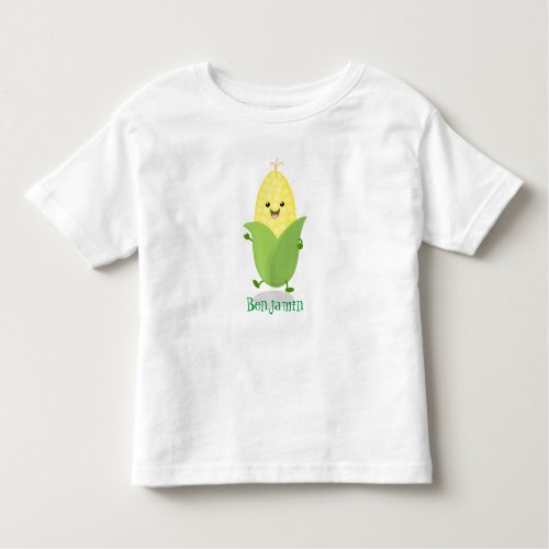 Cute happy corn cartoon illustration toddler t_shirt