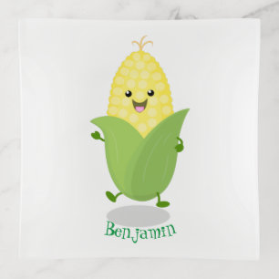 Cute happy corn cartoon illustration trinket tray