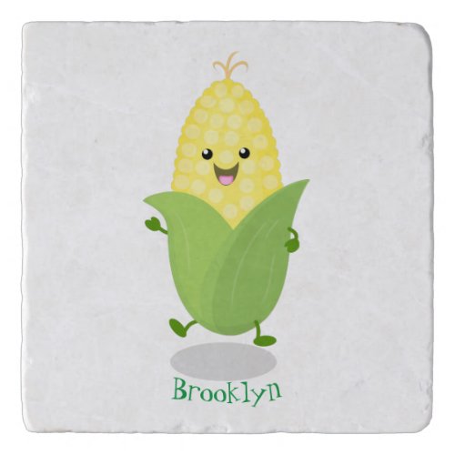 Cute happy corn cartoon illustration trivet