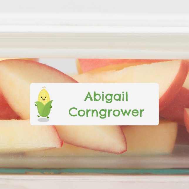 Cute happy corn cartoon personalized  labels (Affixed)