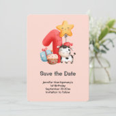 Cute Happy Cow 1st Birthday Save The Date (Standing Front)