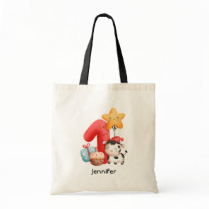 Cute Happy Cow 1st Birthday Tote Bag