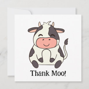 Cute Happy Cow Farm Animal Thank Moo!  You Card