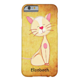 Cute happy Cream Colored Cat Personalized Barely There iPhone 6 Case